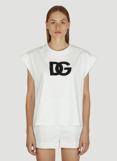 Dolce & Gabbana Dg Logo Embroidered Jersey T-shirt In Multi-colored