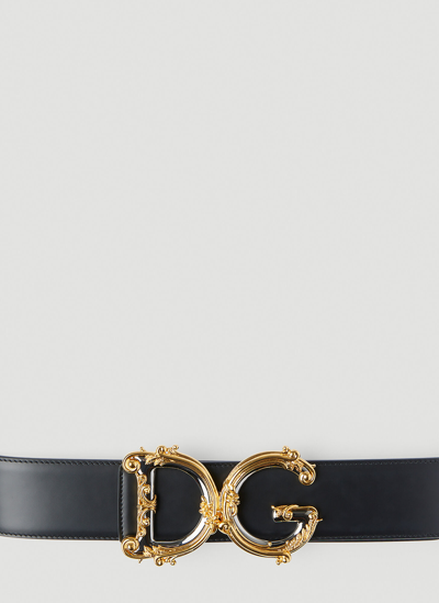 Dolce & Gabbana Logo Plaque Belt In Black