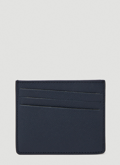 Maison Margiela Navy Four-stitch Leather Cardholder In Blue