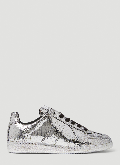 Maison Margiela Laminated Fabric Replica Sneakers In Silver