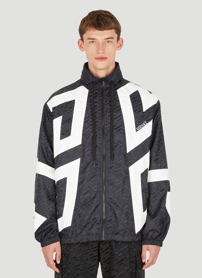 Versace Greca Zip-up Track Jacket In Black