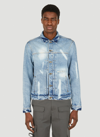 424 Blue Distressed Denim Jacket In Blue