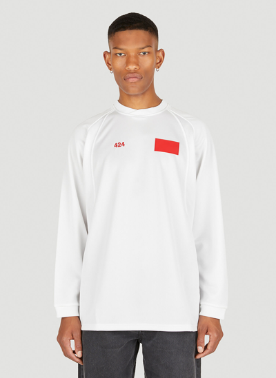 424 Logo Embroidery Long Sleeve T-shirt In White