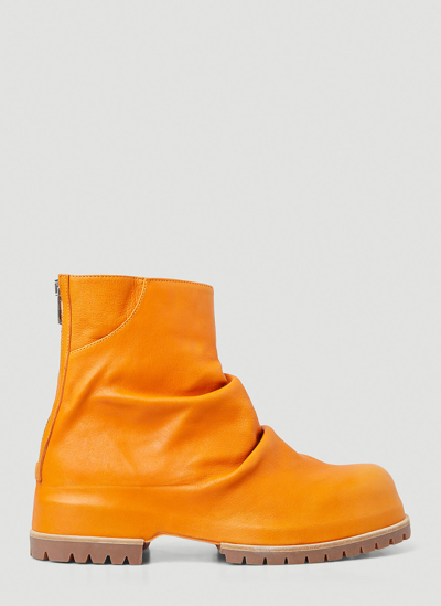 424 Marathon Lycra & Leather Zipped Boots In Orange