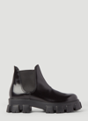 Prada Moonlith Brushed Leather Chelsea Boots In Black