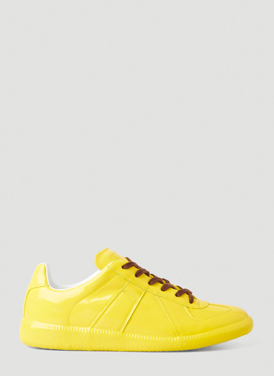 Maison Margiela Replica Patent Leather Low-top Sneakers In Yellow