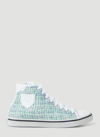 Saint Laurent Tweed And Leather Malibu Sneakers In Blue