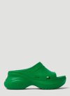 Balenciaga Green Crocs Edition Pool Slides In Green
