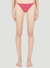 Saint Laurent Monogram-print High-rise Mesh Briefs In Pink