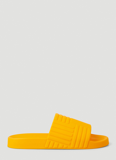 Bottega Veneta 条纹鞋带拖鞋 In Yellow & Orange