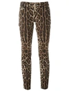 Dolce & Gabbana Leopard Print Cropped Trousers In Brown