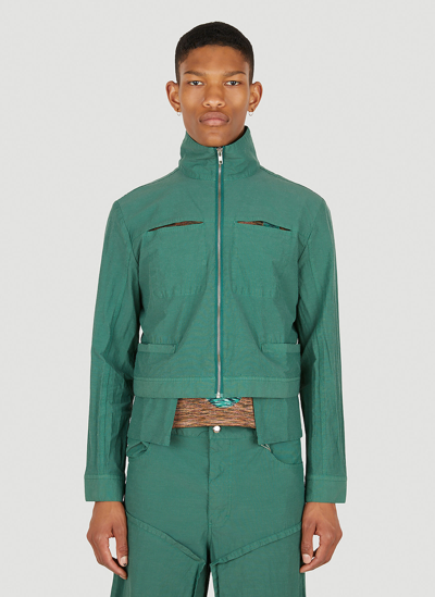 Eckhaus Latta Panelled Zip-up Jacket In Green