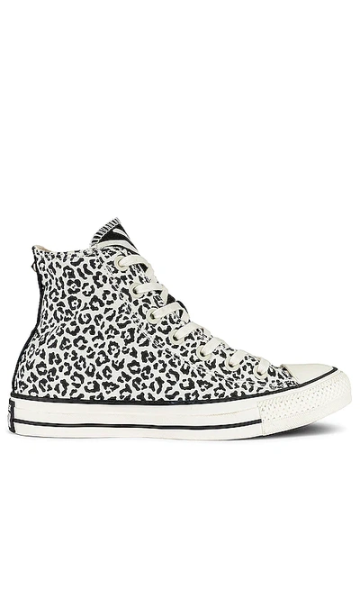 Converse Chuck Taylor All Star High Leopard 运动鞋 In Egret/ Black/ Egret