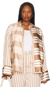 L'academie The Katy Blouse In Brown & Ivory Stripe