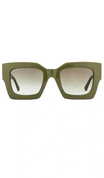 Diff Eyewear Daniella Sunglasses In Olive Green & Olive Polarized