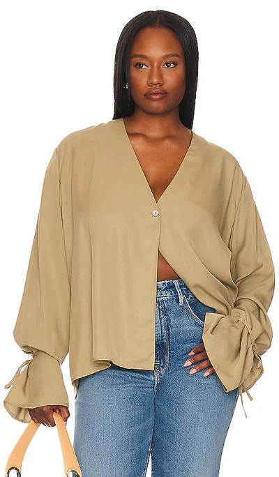 L'academie Tie Sleeve Blouse In Olive Green