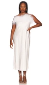 Sleeper Boheme Ostrich-feather Embellished Slip Dress In White