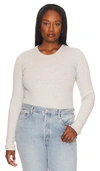 Agolde Alma Shrunken Crew Neck In Brushed Grey Heather