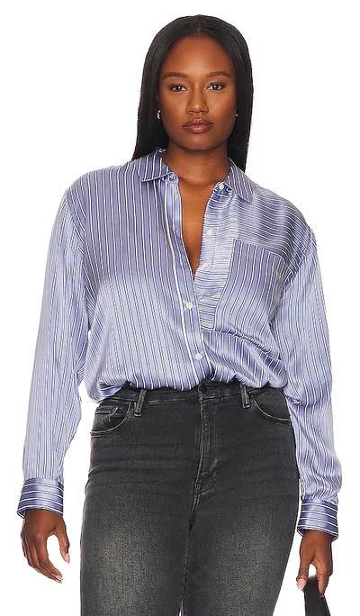 Rails Womens Spencer Stripe Silk Shirt In Moonlight Stripe In Blue