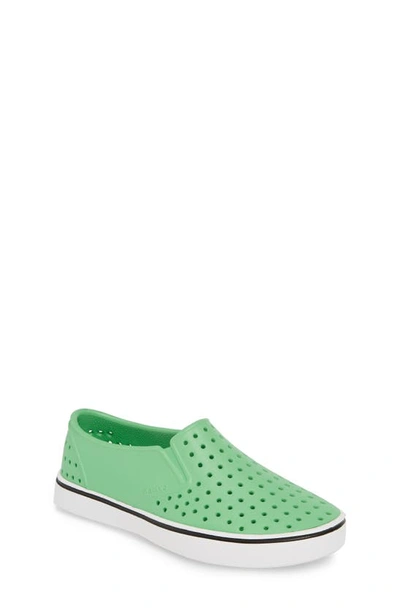 Native Shoes Kids' Miles Slip-on Sneaker In Grasshopper Green/ Shell White