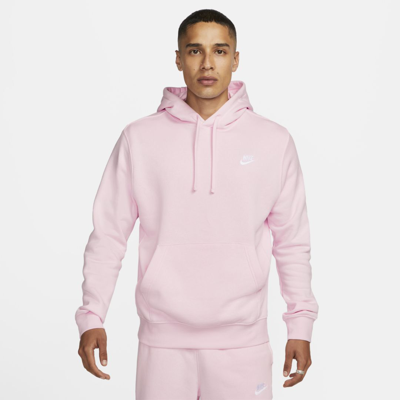 Nike Sportswear Club Fleece Pullover Hoodie In Pink/white