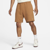Nike Solo Swoosh Fleece Shorts In Brown
