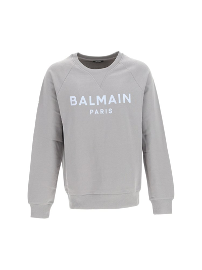 Balmain Logo Printed Sweatshirt In Grey
