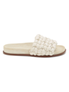 Chloé Kacey Footbed Braided Slides In Eggshell