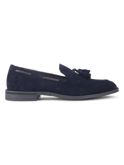 Vellapais Men's Leather Tassle Loafers In Navy Blue