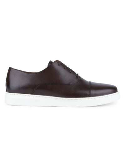 Vellapais Men's Leather Low Top Sneakers In Dark Brown