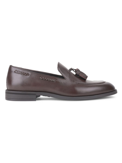 Vellapais Men's Leather Tassle Loafers In Dark Brown