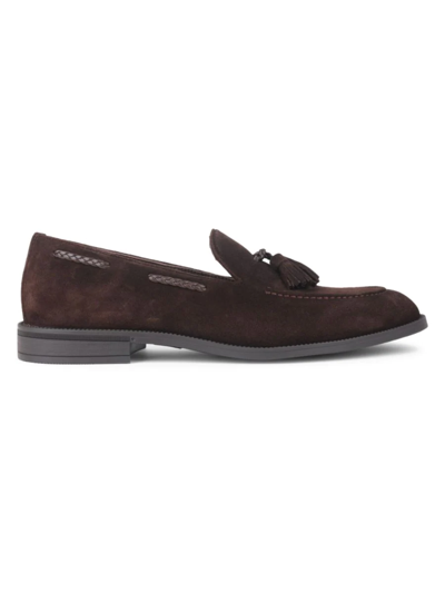 Vellapais Men's Leather Tassle Loafers In Dark Brown