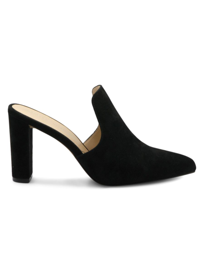 Adrienne Vittadini Women's Nella Faux Leather Block Heel Mules In Black