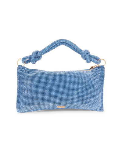 Cult Gaia Hera Nano Crystal-embellished Knotted Satin Shoulder Bag In Blue