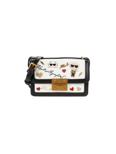 Karl Lagerfeld Women's Harlow Leather Crossbody Bag In White Multi
