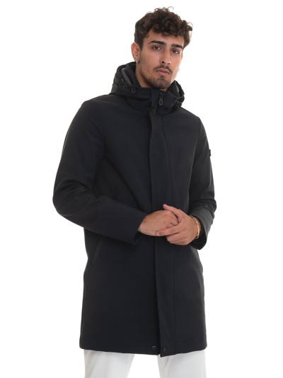 Peuterey Albalik High-tech Fabric Dust Coat Black  Man In Black