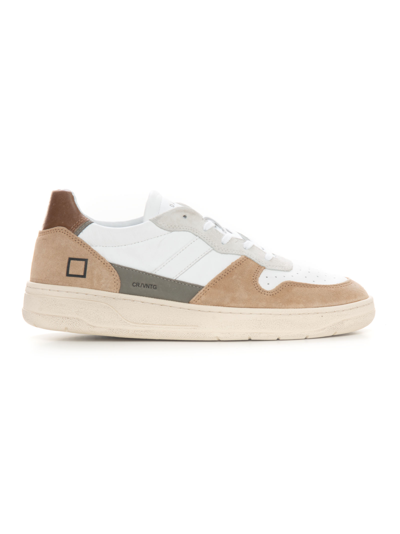 D.a.t.e. Court 2.0 Sneakers With Raised Part At The Back Bianco-beige  Man In White