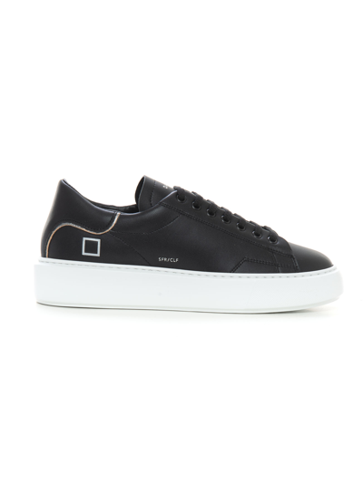 Date Sfera Leather Trainers With Laces Black  Woman