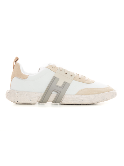 Hogan 3r Leather Sneakers With Laces Bianco-beige  Man
