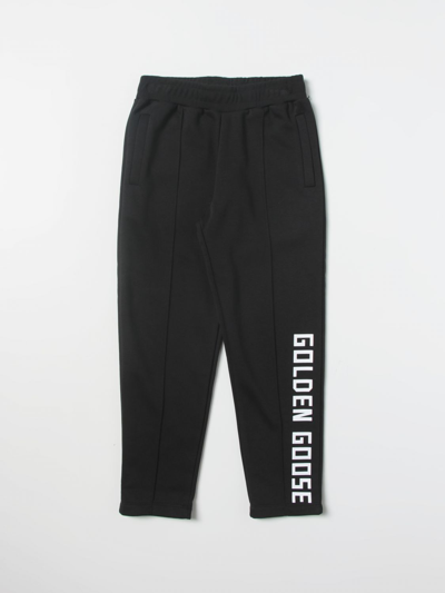 Golden Goose Kids Logo Printed Straight Leg Trousers In Black