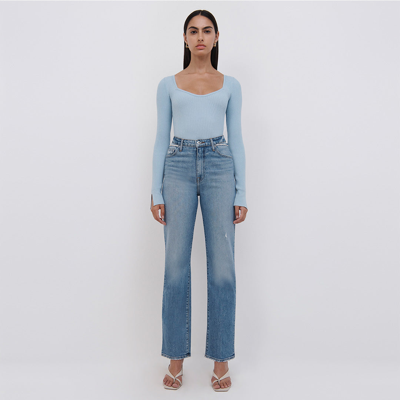 Simkhai Rhonda Recycled Rib Pullover In Ice