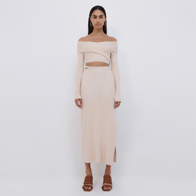 Jonathan Simkhai Archie Recycled Rib Midi Skirt In Ceramic