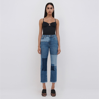 Jonathan Simkhai River Straight Leg Denim In Patchwork