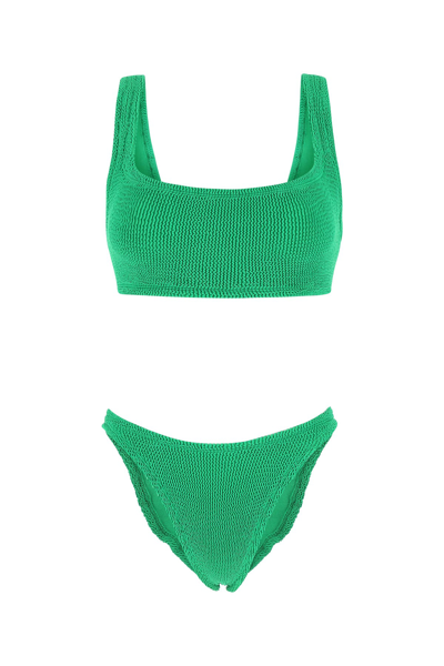 Hunza G + Net Sustain Xandra Seersucker Bikini In Green