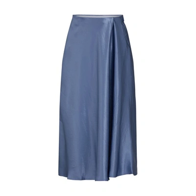 Max Mara Coimbra High-waist Satin Midi Skirt In Bluette