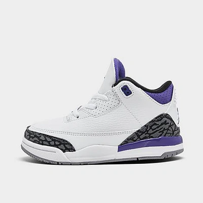 Nike Kids' Toddler Air Jordan Retro 3 Casual Shoes In White/black/dark Iris/cement Grey