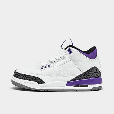 Nike Jordan Big Kids' Air Retro 3 Casual Shoes In White/black/dark Iris/cement Grey