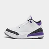 Nike Little Kids' Air Jordan Retro 3 Casual Shoes In White/black/dark Iris/cement Grey