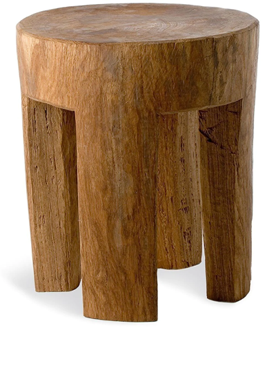 Polspotten Round Four-legs Wood Stool In Brown