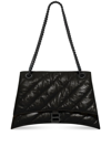 Balenciaga Medium Crush Chain Strap Quilted Leather Shoulder Bag In Black